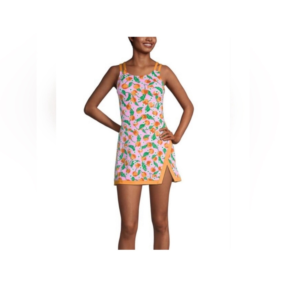 Lands End Draper James orange blossom swim dress